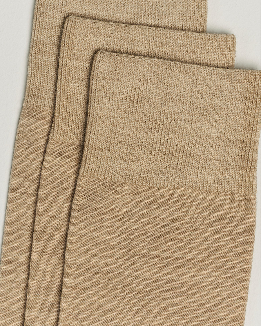 Herre | Amanda Christensen | Amanda Christensen | 3-Pack Icon Wool/Cotton Socks Sand