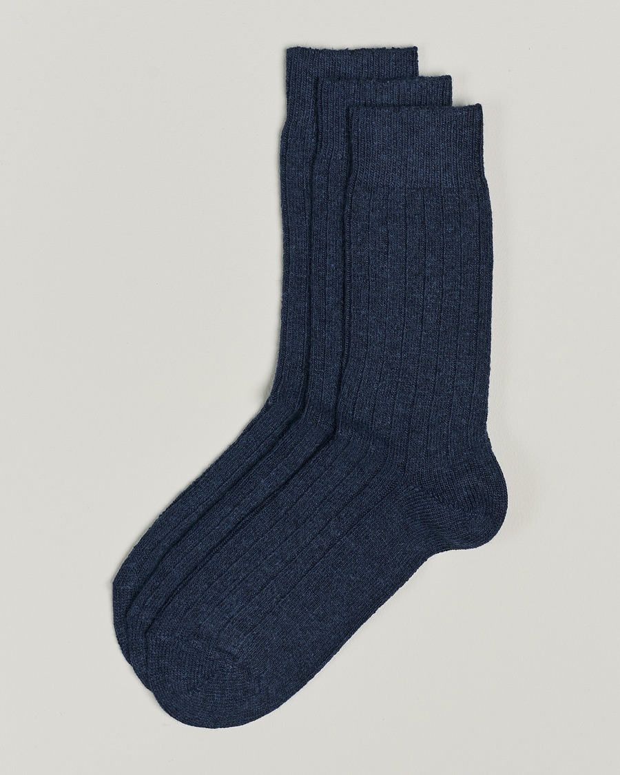 Herre | Undertøj | Amanda Christensen | 3-Pack Supreme Wool/Cashmere Sock Dark Blue Melange