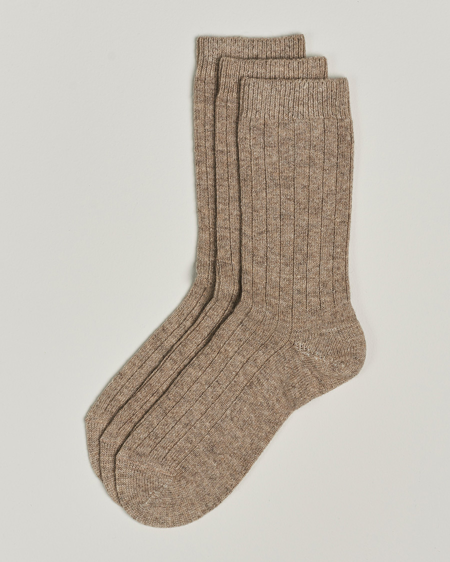 Herre | Undertøj | Amanda Christensen | 3-Pack Supreme Wool/Cashmere Sock Beige Melange