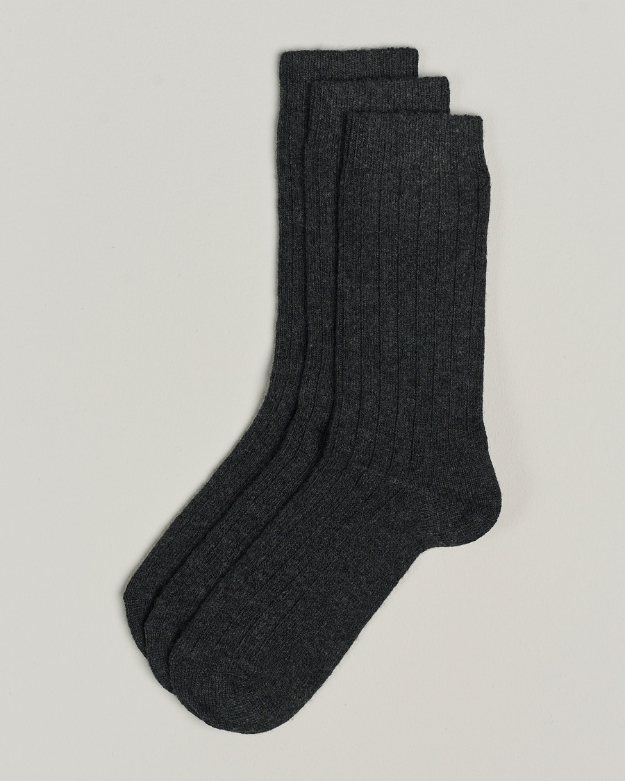 Herre | Undertøj | Amanda Christensen | 3-Pack Supreme Wool/Cashmere Sock Antracite Melange