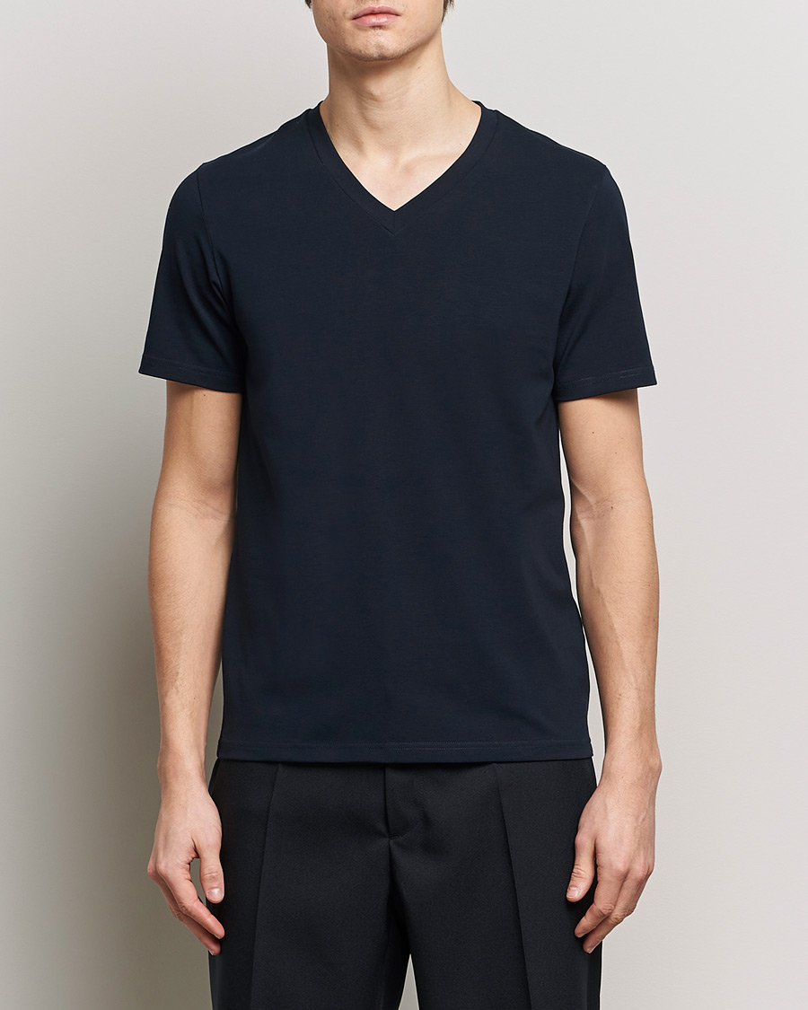 Herre | Kortærmede t-shirts | Filippa K | Organic Cotton V-Neck T-Shirt Navy