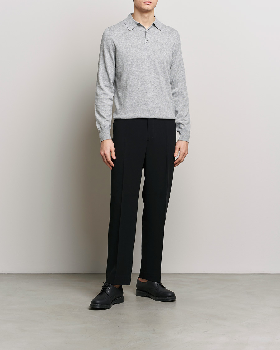 Herre | Trøjer | Filippa K | Knitted Polo Shirt Light Grey Melange