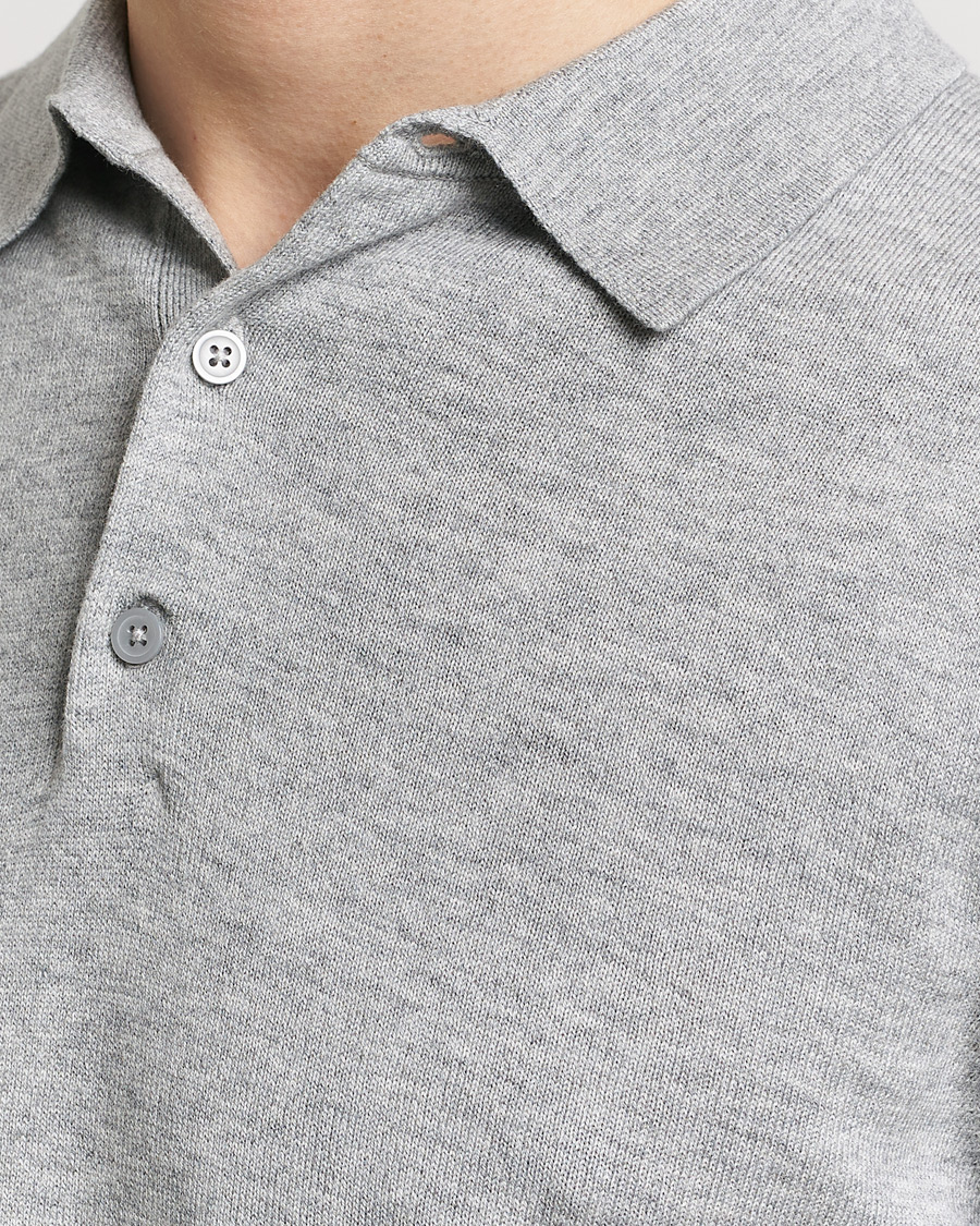 Herre | Trøjer | Filippa K | Knitted Polo Shirt Light Grey Melange