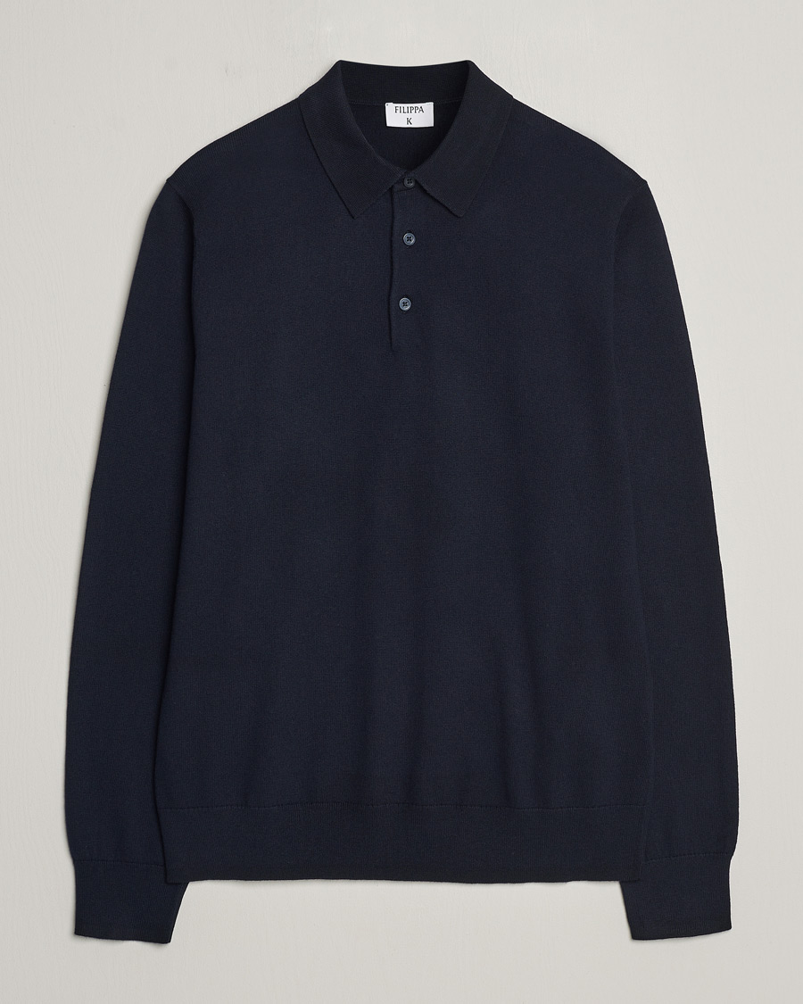 Herre | Trøjer | Filippa K | Knitted Polo Shirt Navy