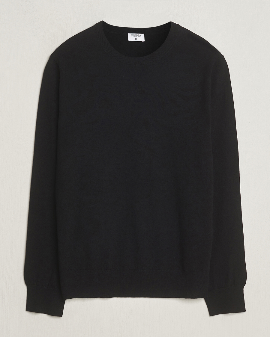 Herre | Trøjer | Filippa K | Merino Round Neck Sweater Black
