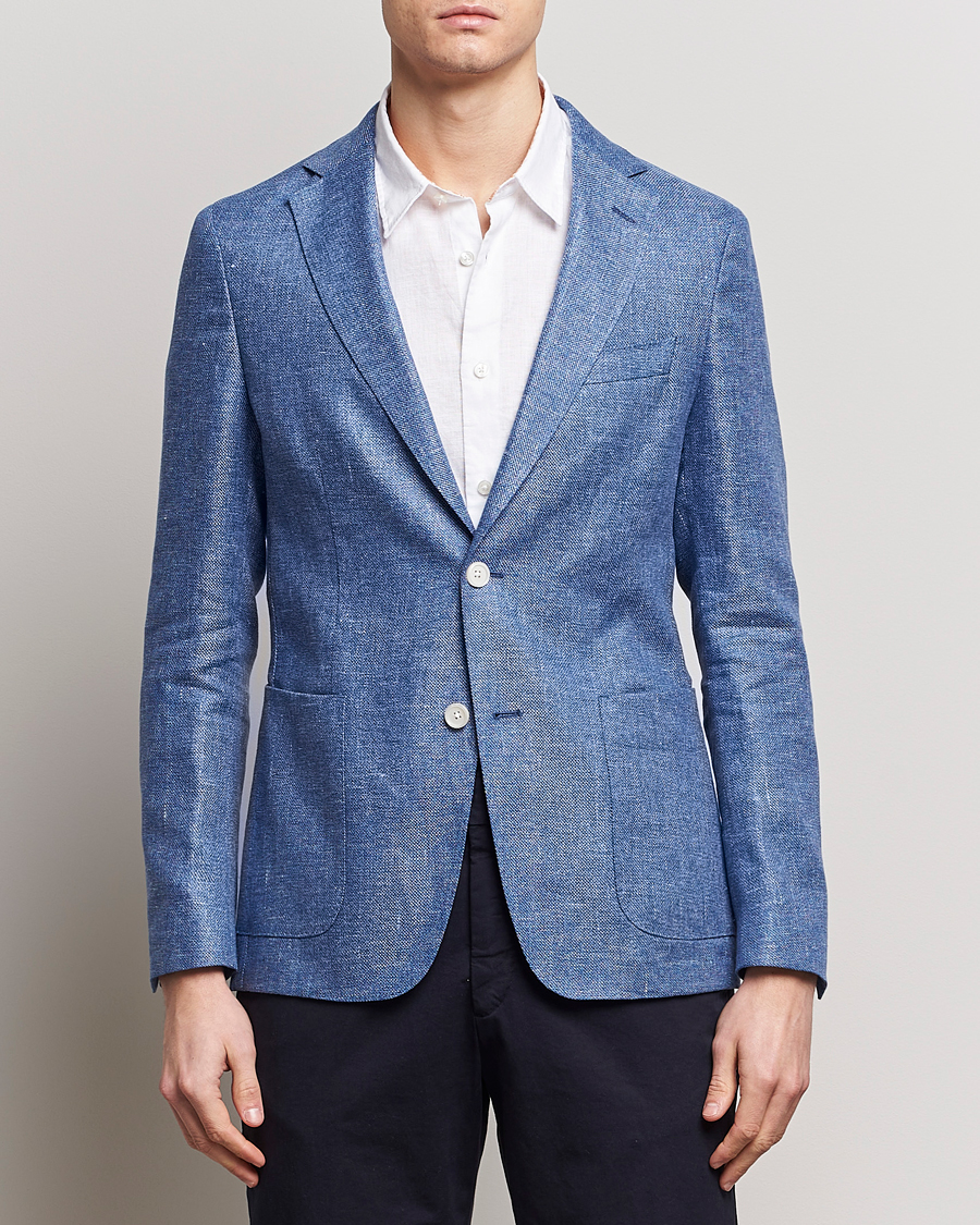 Herre | Jakkesæt | BOSS BLACK | Hanry Linen Blazer Medium Blue