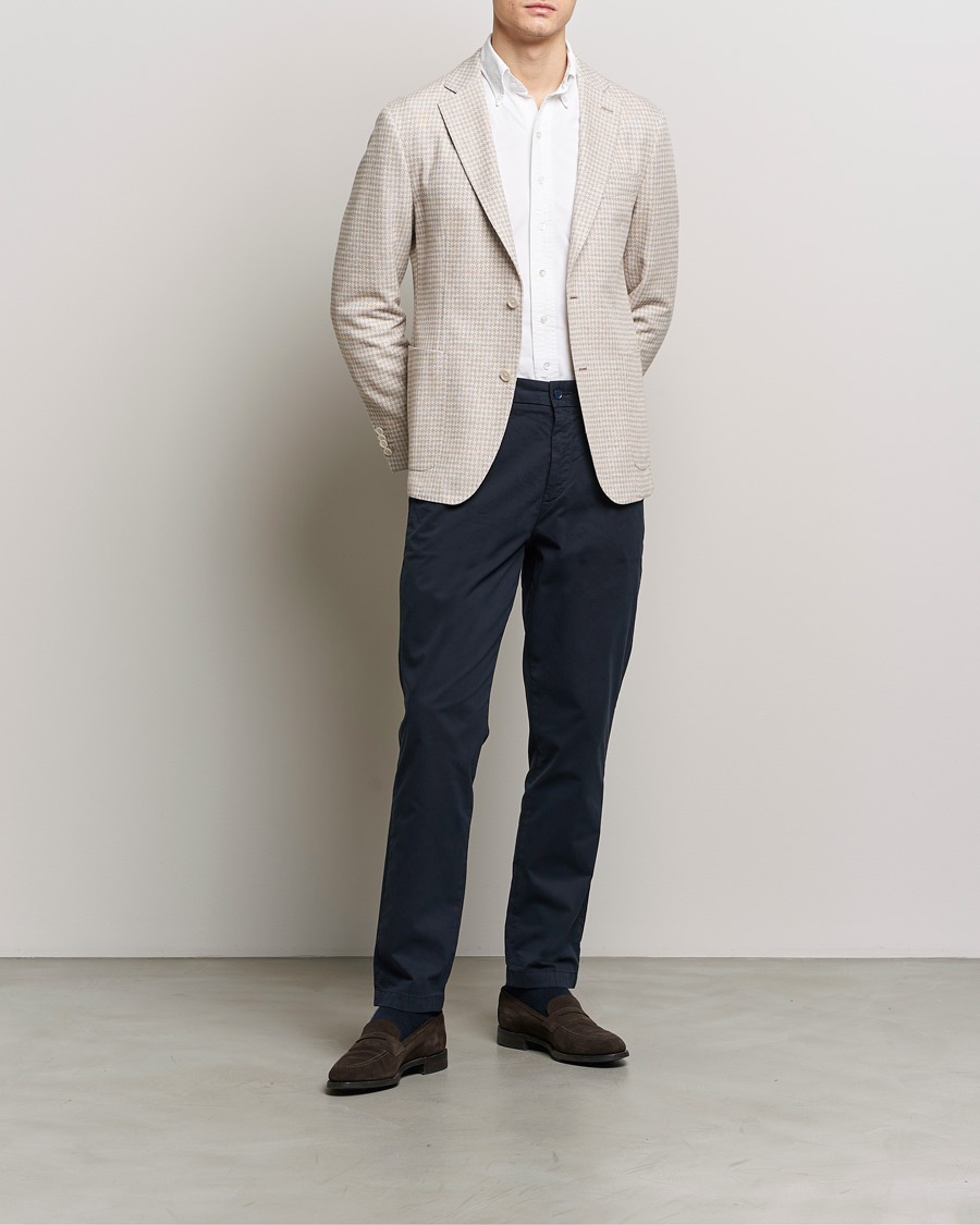 Herre | Blazere & jakker | BOSS BLACK | Hanry Jersey Linen Checked Blazer Dark Beige