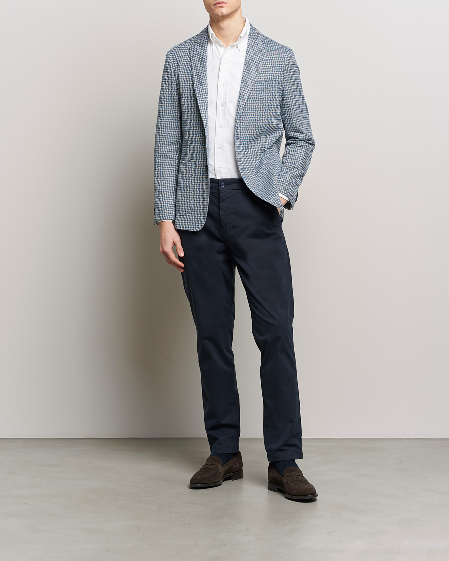 Herre | Blazere & jakker | BOSS BLACK | Hanry Jersey Linen Checked Blazer Bright Blue