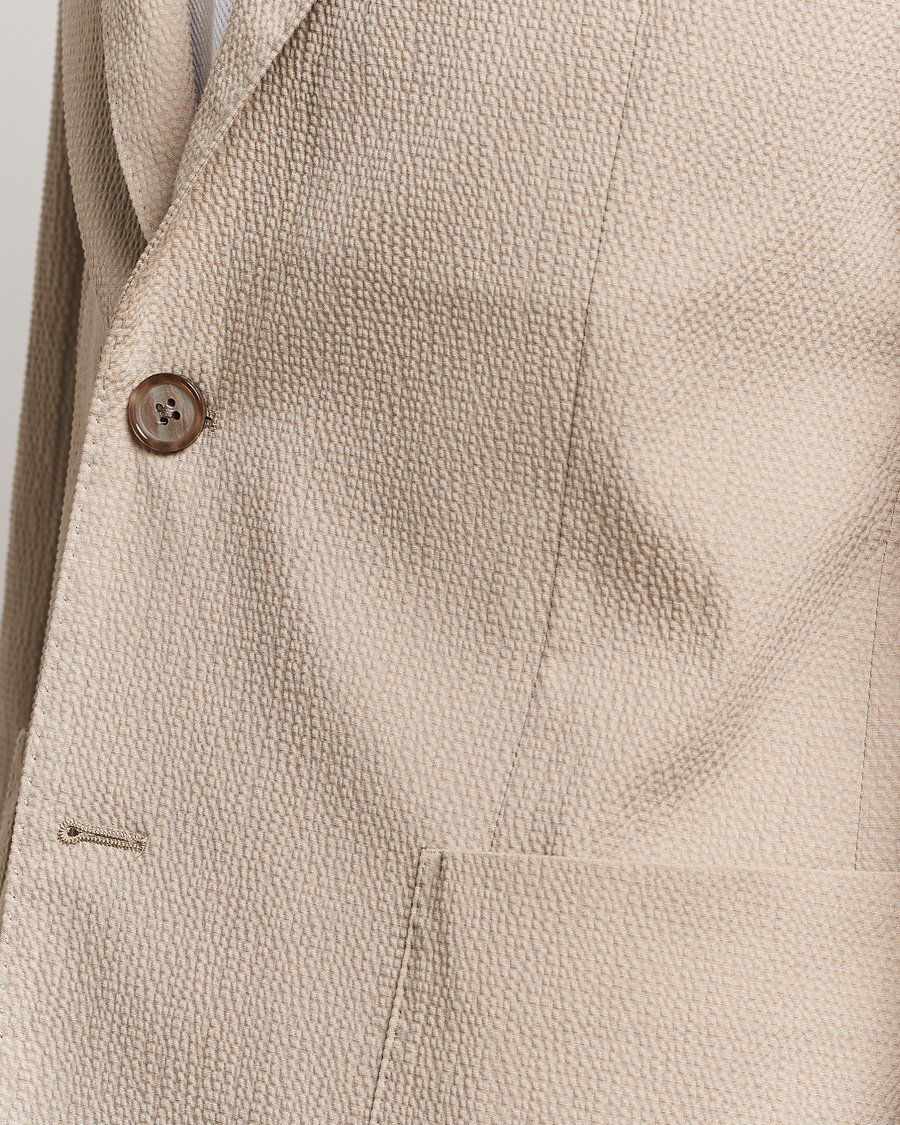Herre | Blazere & jakker | BOSS BLACK | Hanry Cotton Seersucker Blazer Dark Beige