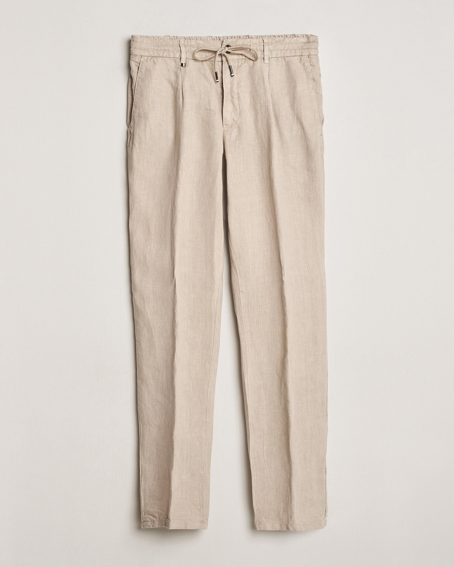 Herre | Bukser | BOSS BLACK | Genius Slim Fit Linen Pants Dark Beige