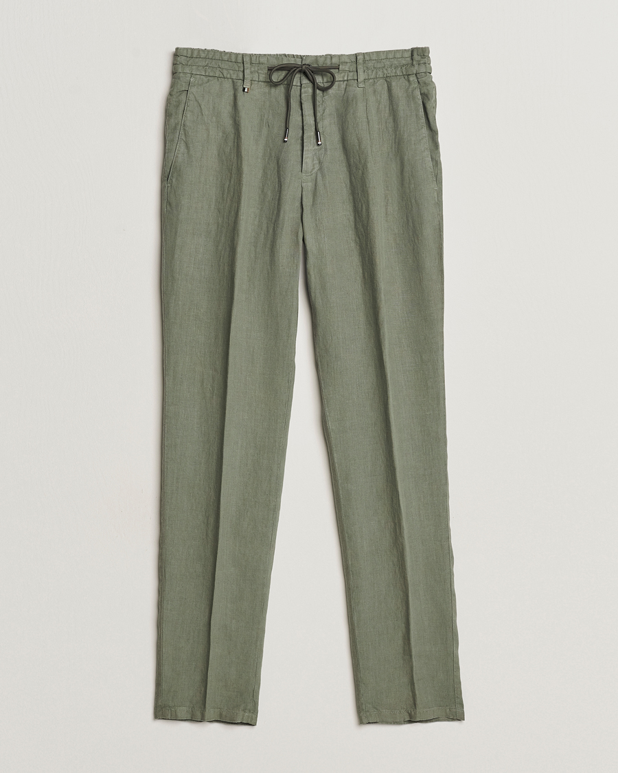 Herre | Bukser | BOSS BLACK | Genius Slim Fit Linen Pants Open Green