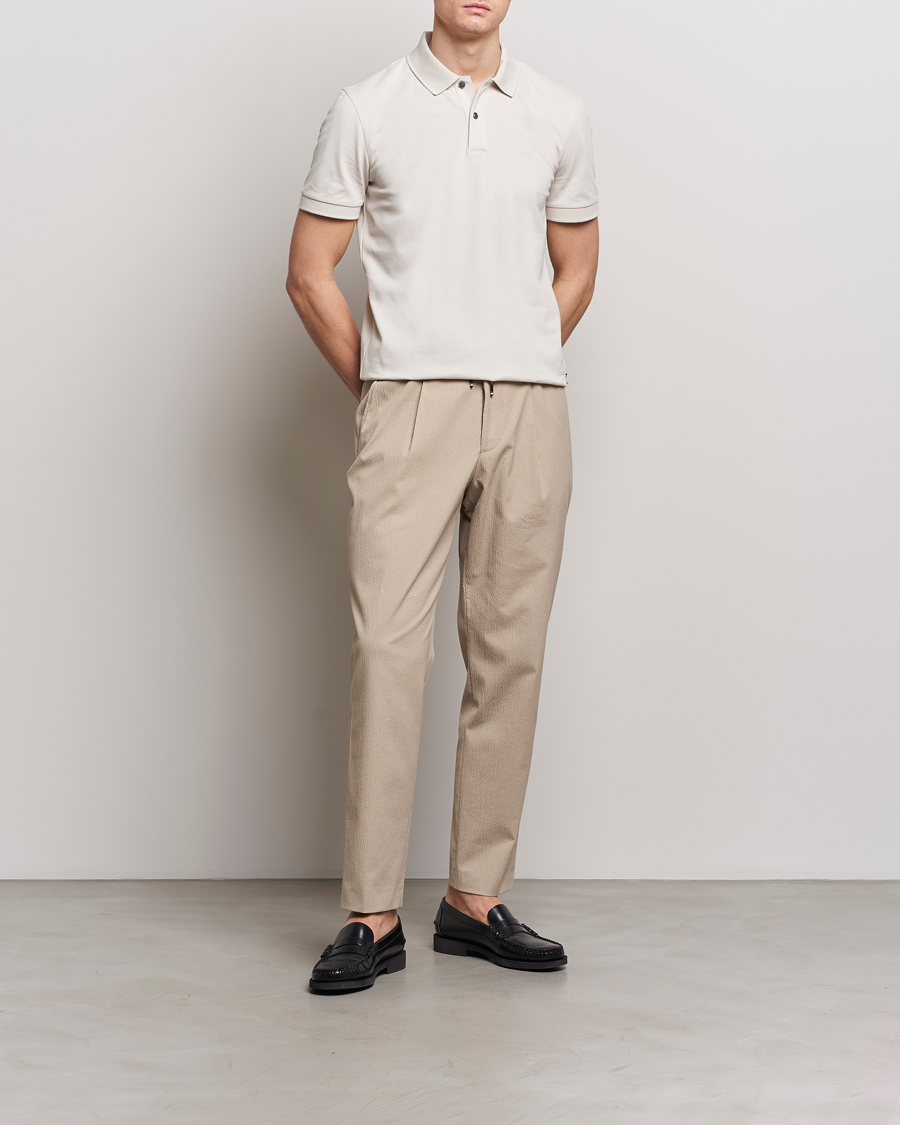 Herre | Bukser | BOSS BLACK | Perin Cotton Seersucker Pants Dark Beige