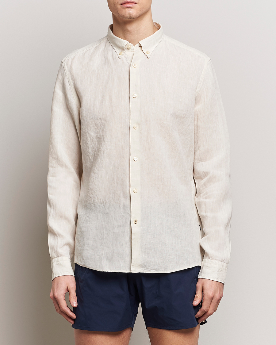 Herre | Jakke og buks | BOSS BLACK | Liam Linen Shirt Open White