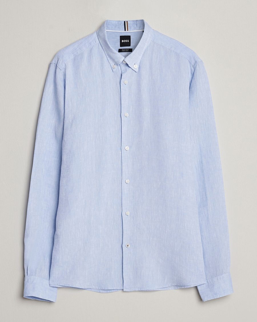 Herre | Skjorter | BOSS BLACK | Liam Linen Shirt Light Blue