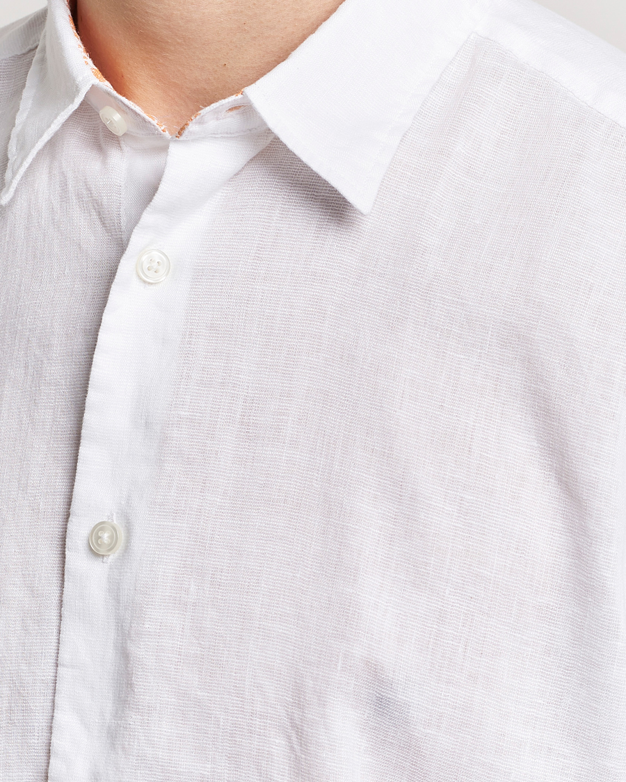 Herre | Skjorter | BOSS BLACK | Liam Short Sleeve Linen Shirt White
