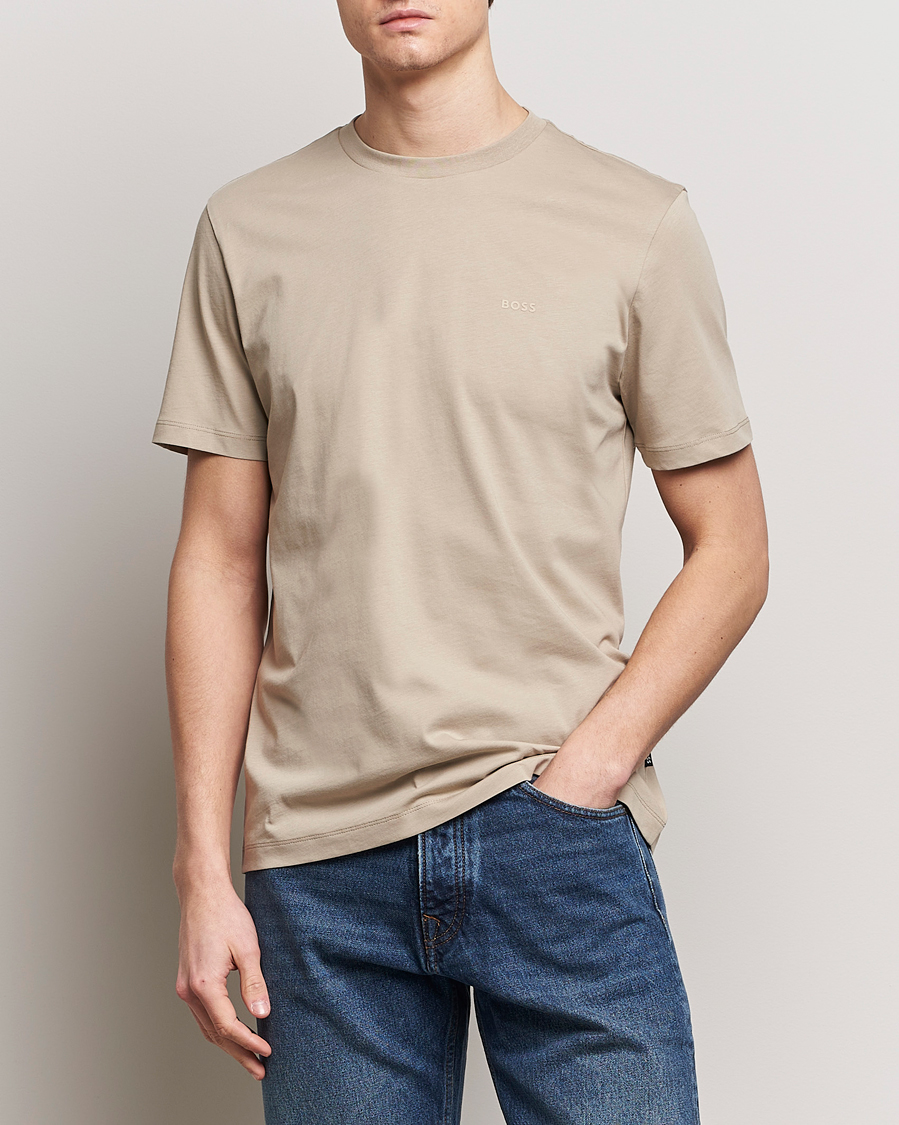 Herre | T-Shirts | BOSS BLACK | Thompson Crew Neck T-Shirt Dark Beige