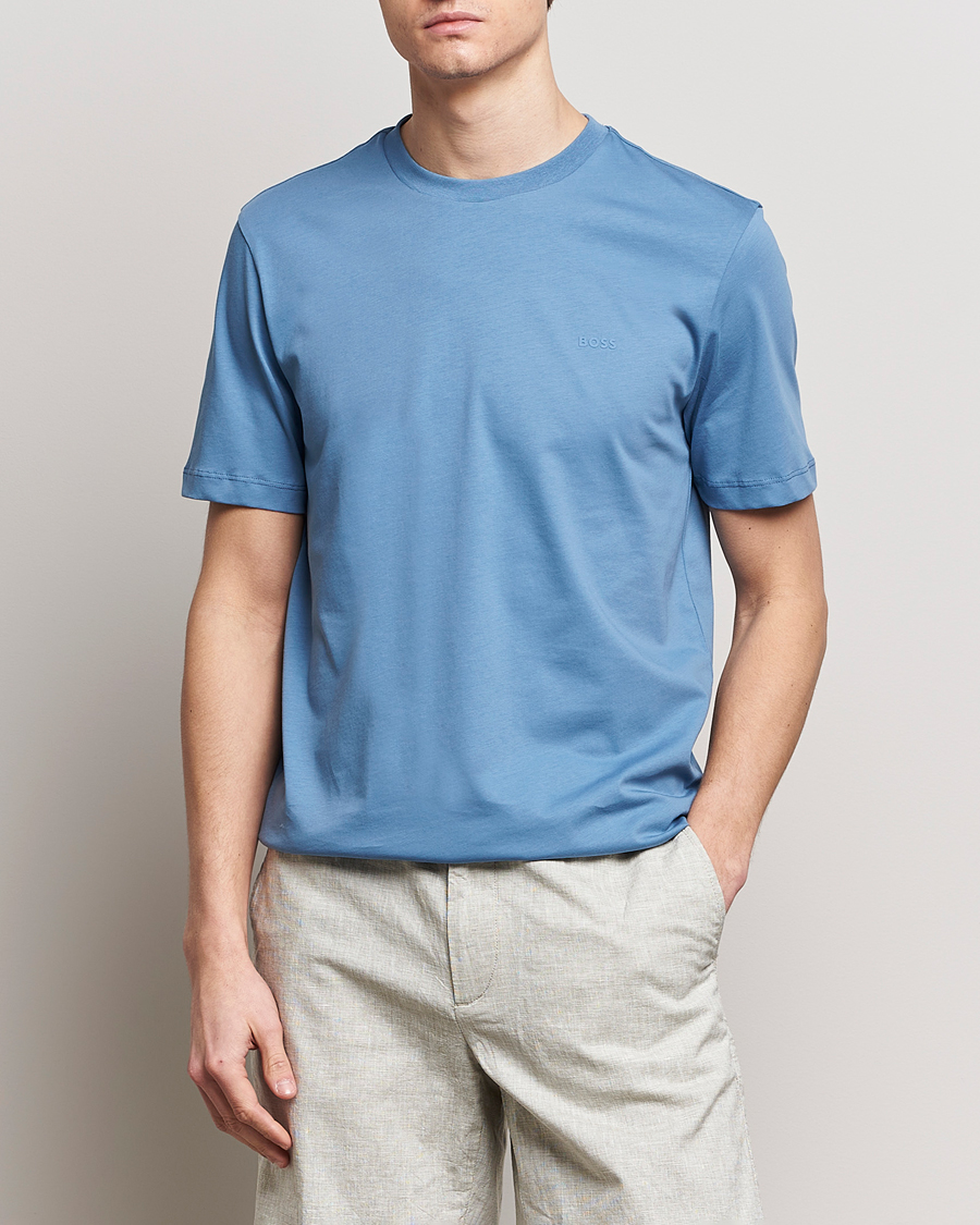 Herre | Tøj | BOSS BLACK | Thompson Crew Neck T-Shirt Light Blue