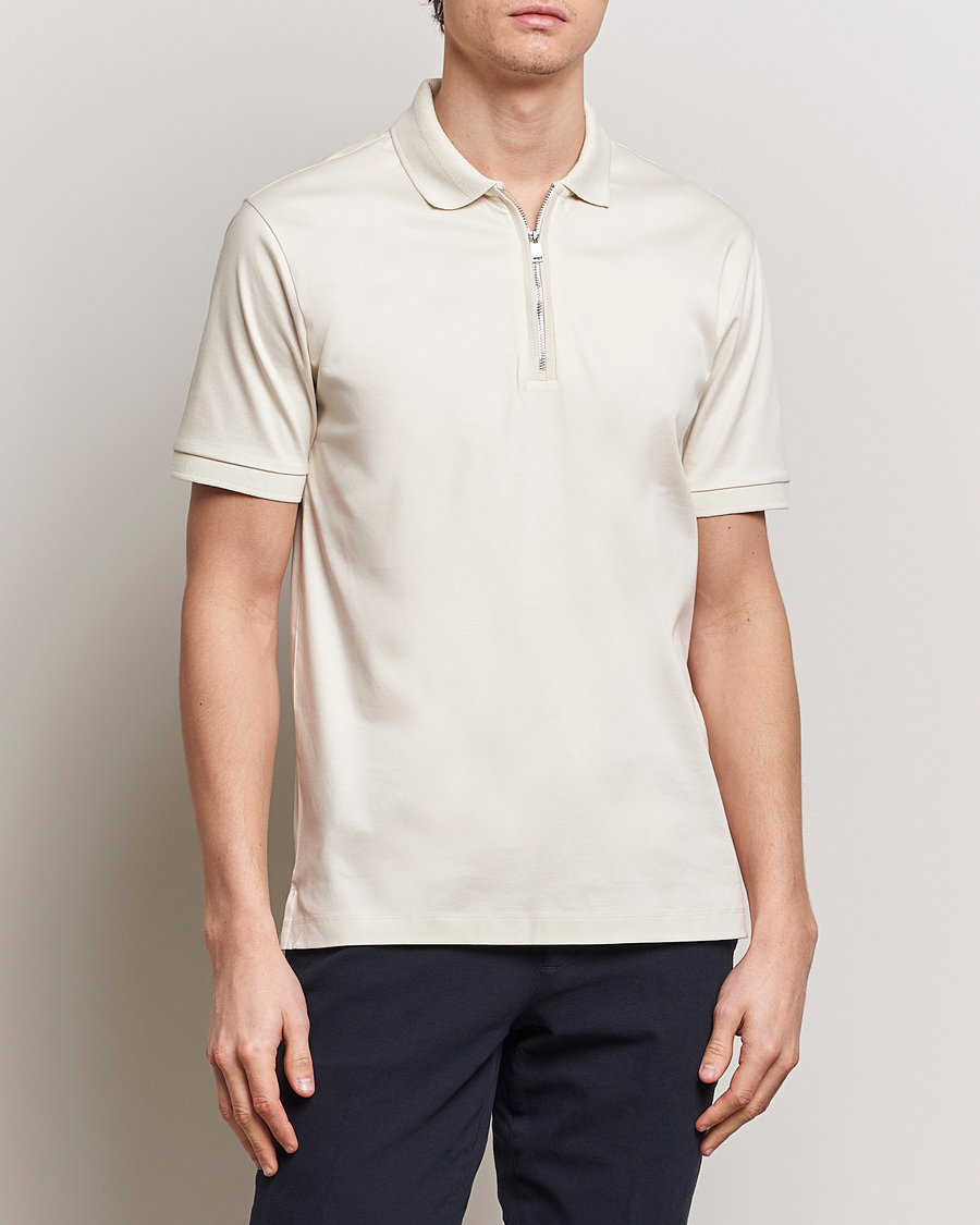 Herre | Kortærmede polotrøjer | BOSS BLACK | Polston Half Zip Polo Open White