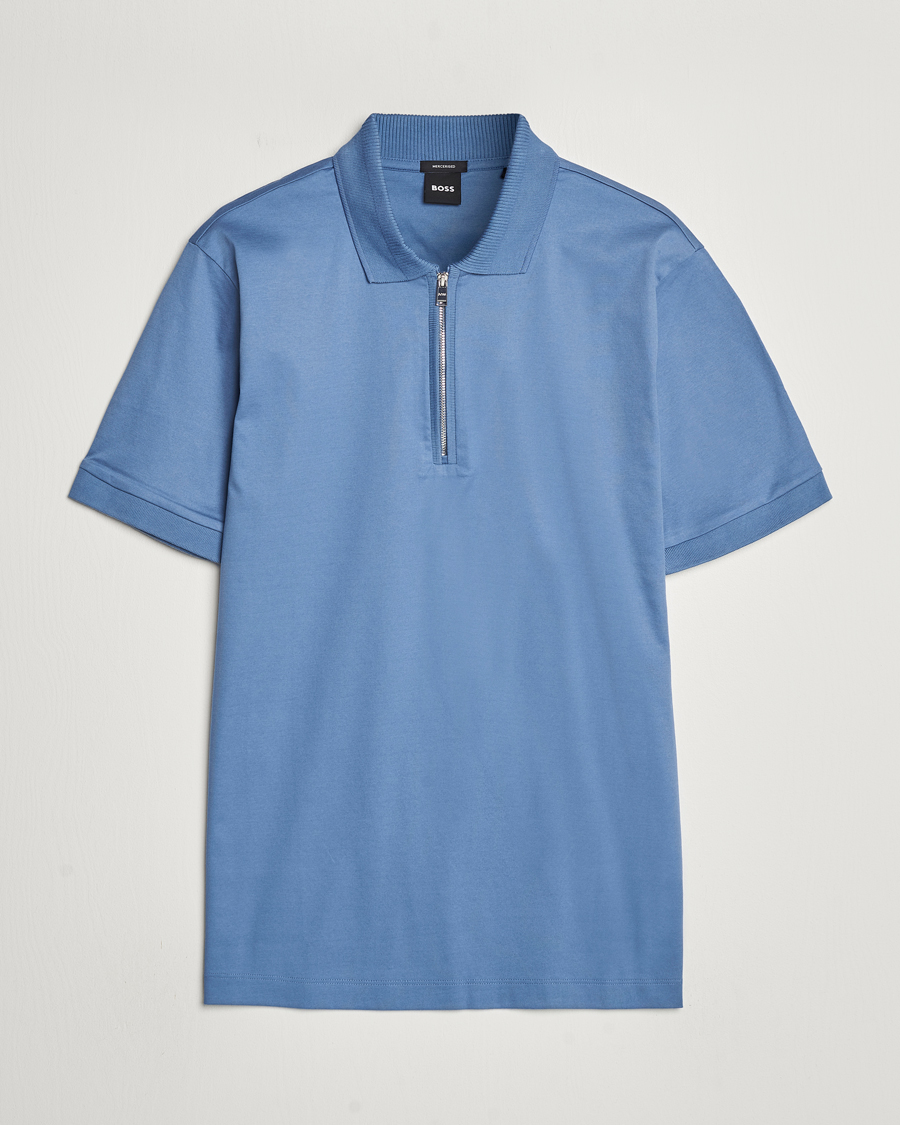 Herre |  | BOSS BLACK | Polston Half Zip Polo Light Blue