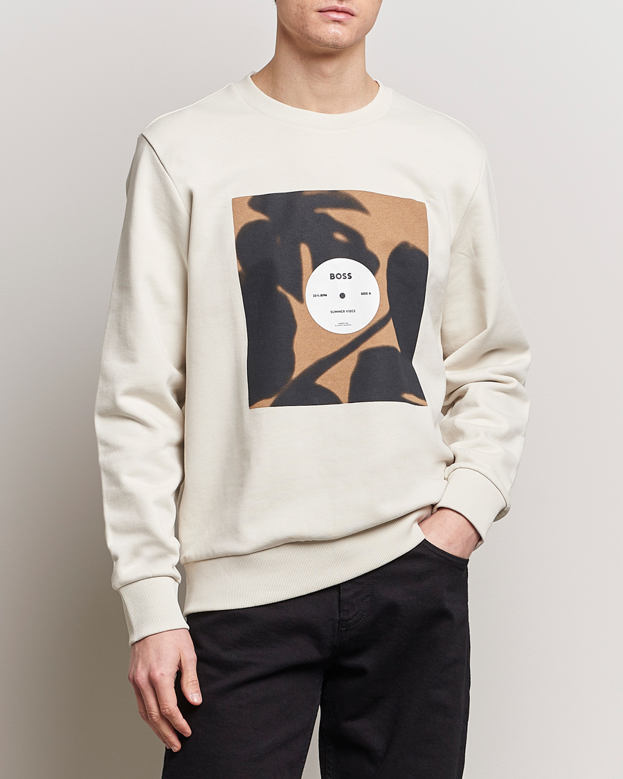 Herre | Udsalg tøj | BOSS BLACK | Soleri Logo Sweatshirt Open White