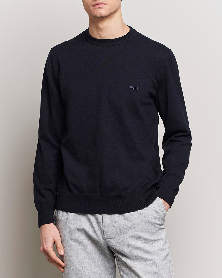 Herre | BOSS BLACK | BOSS BLACK | Pacas Crew Neck Pullover Dark Blue