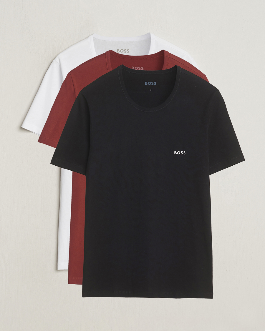 Herre | T-Shirts | BOSS BLACK | 3-Pack Crew Neck T-Shirt Black/White/Red