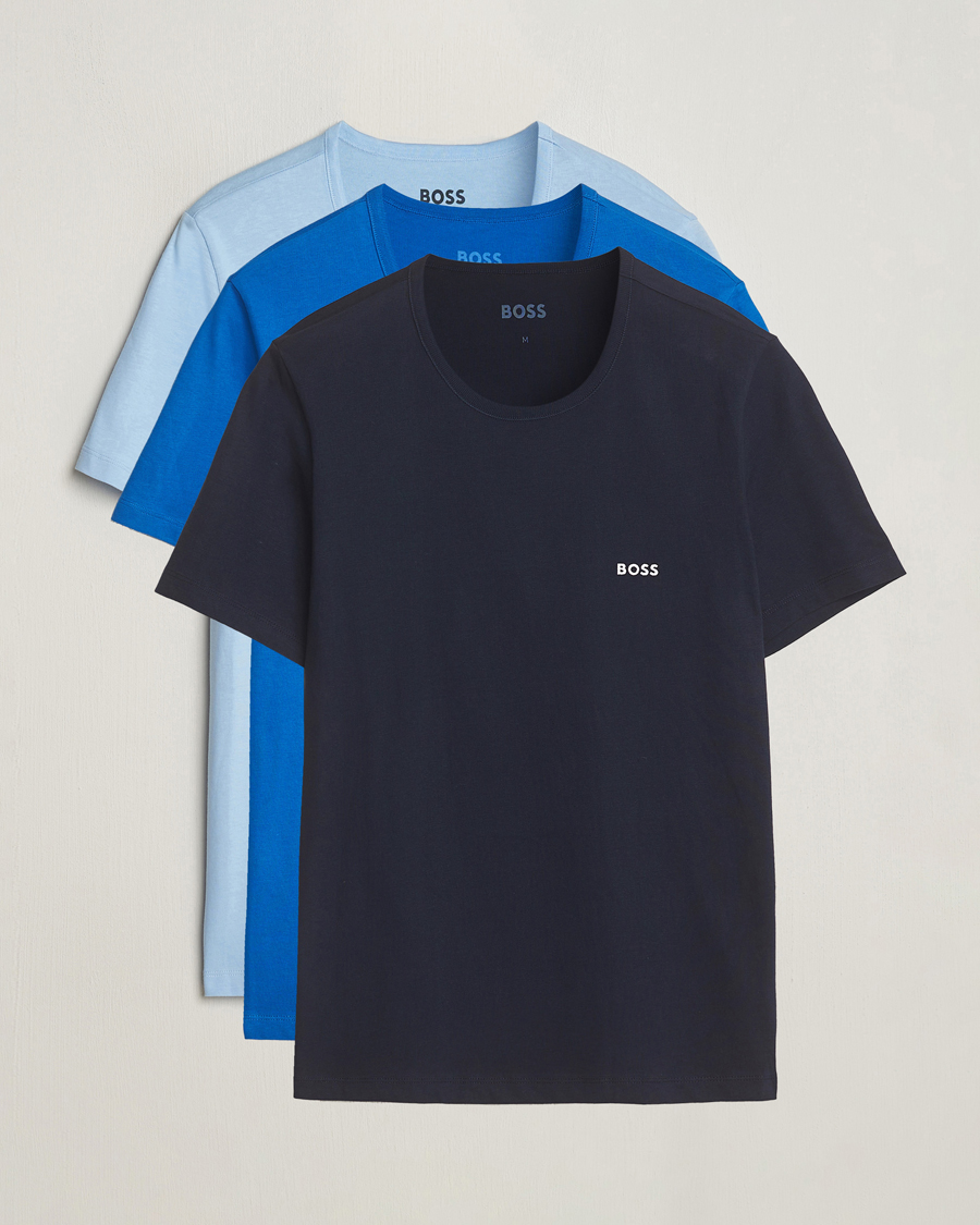 Herre | T-Shirts | BOSS BLACK | 3-Pack Crew Neck T-Shirt Blue
