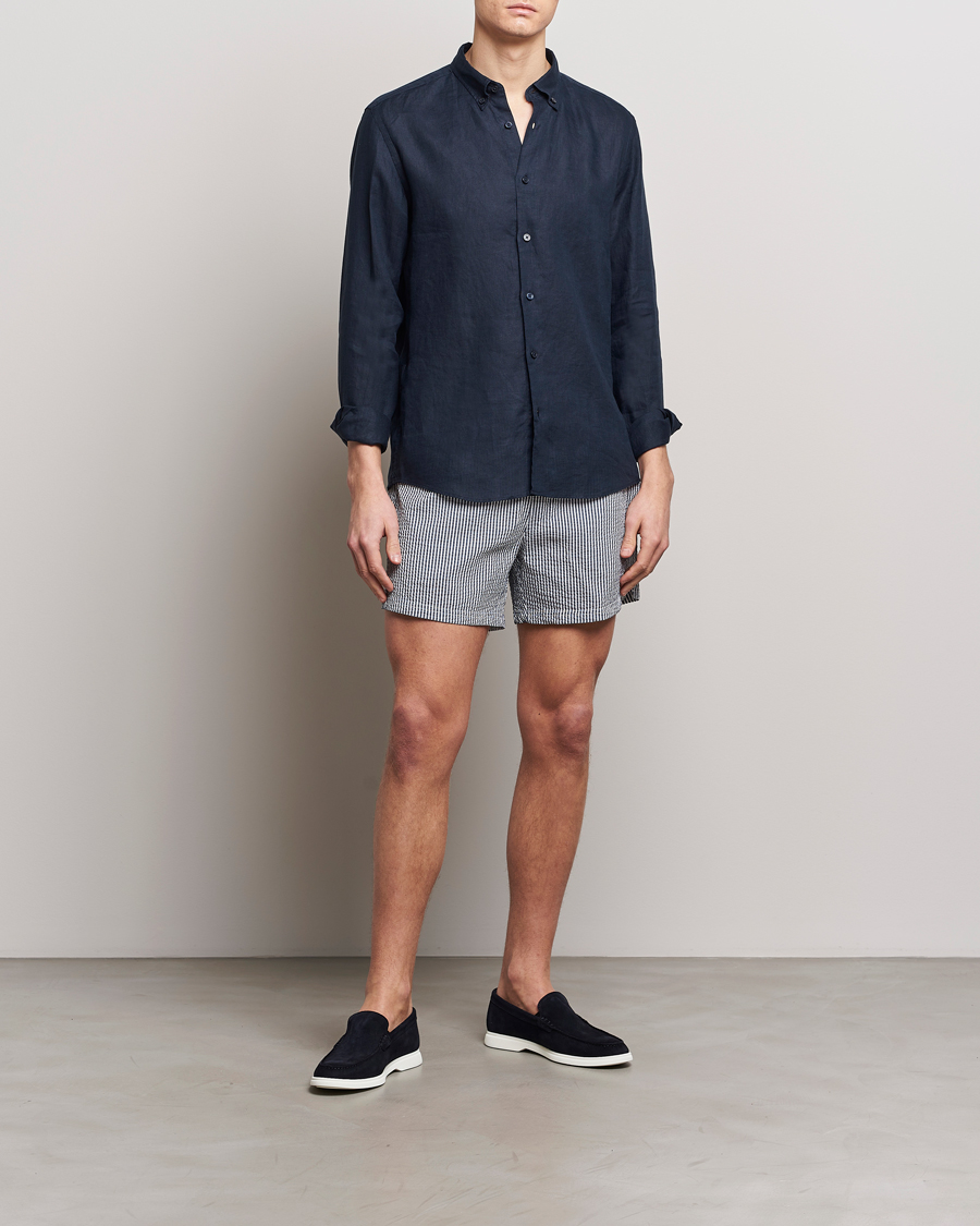 Herre | Badebukser | BOSS BLACK | Velvetfish Seersucker Swimshorts Navy