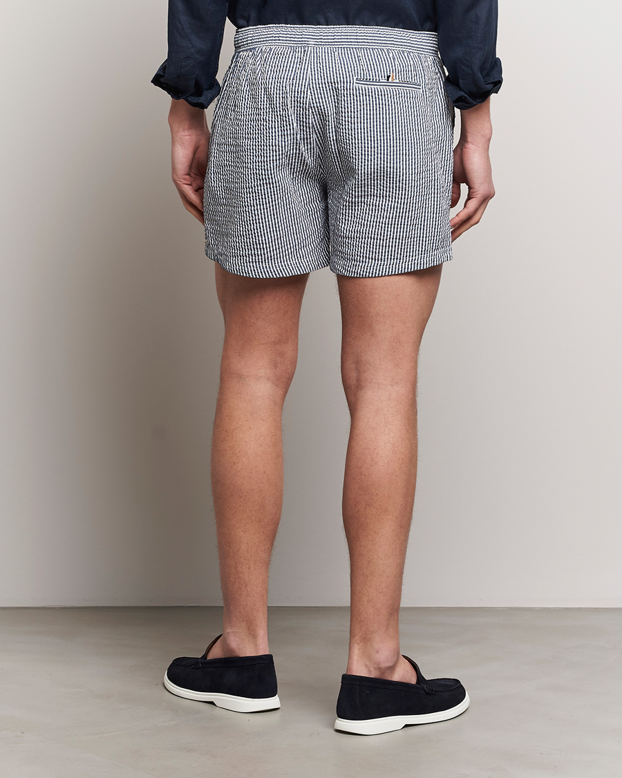 Herre | Badebukser | BOSS BLACK | Velvetfish Seersucker Swimshorts Navy
