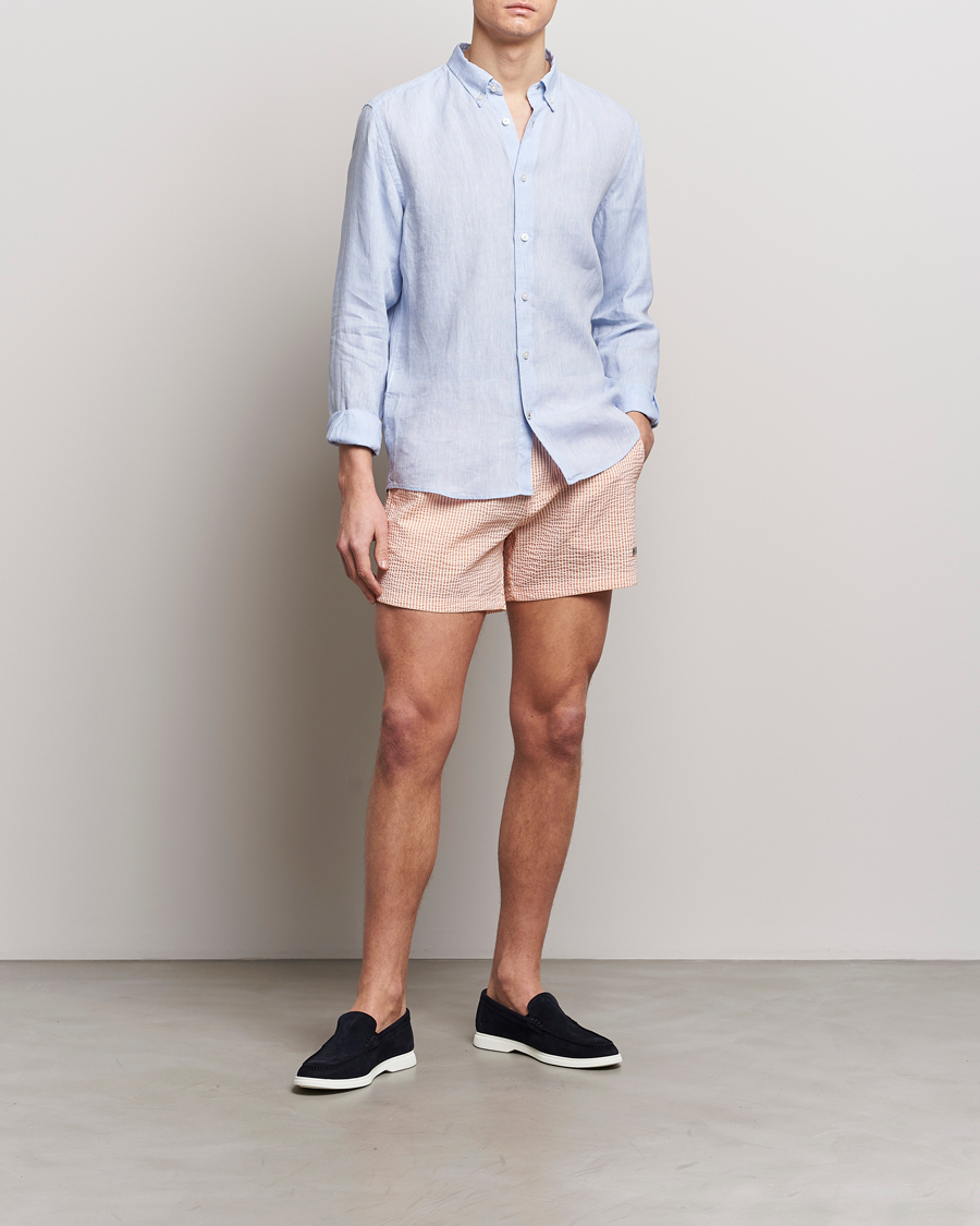 Herre | Badebukser | BOSS BLACK | Velvetfish Seersucker Swimshorts Orange