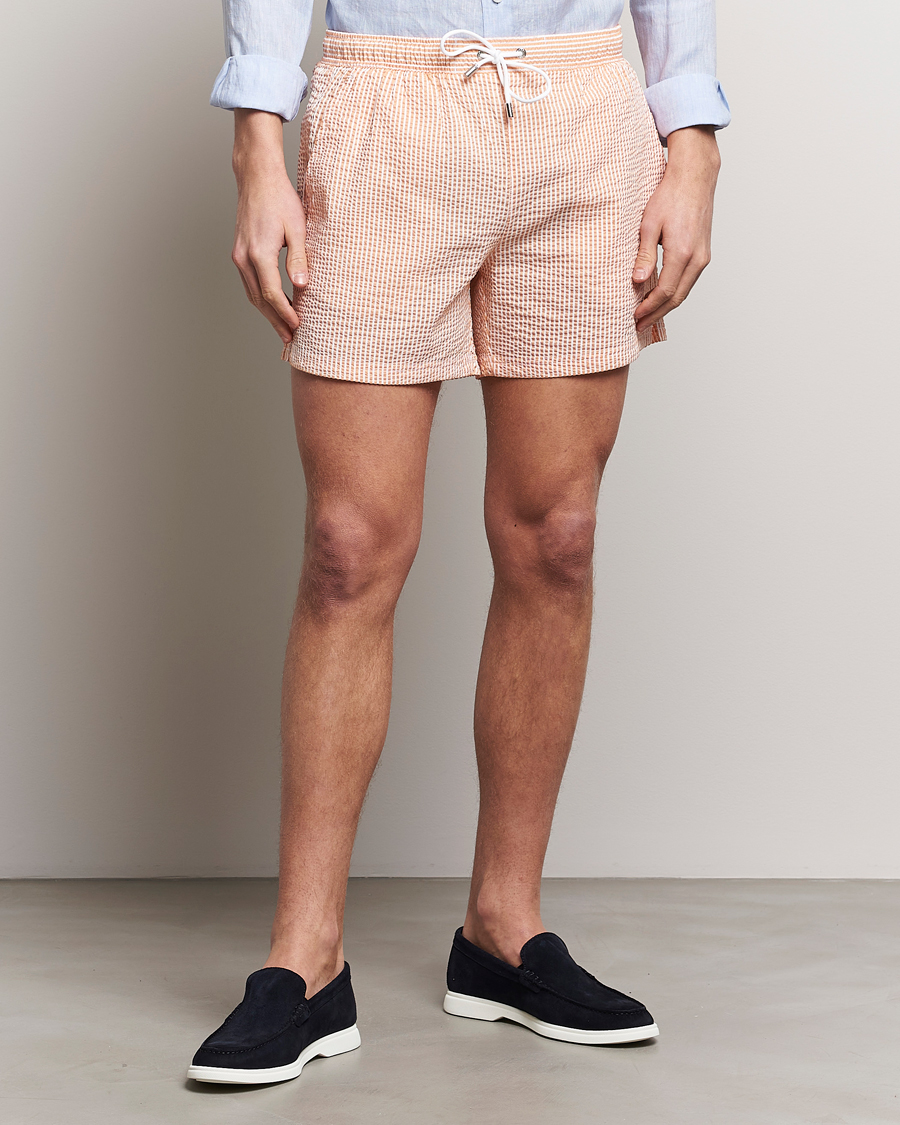 Herr | BOSS BLACK | BOSS BLACK | Velvetfish Seersucker Swimshorts Orange