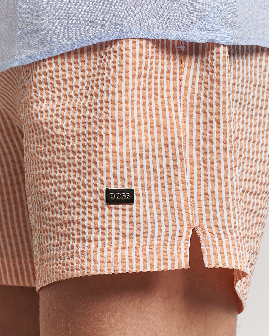 Herre | Badebukser | BOSS BLACK | Velvetfish Seersucker Swimshorts Orange