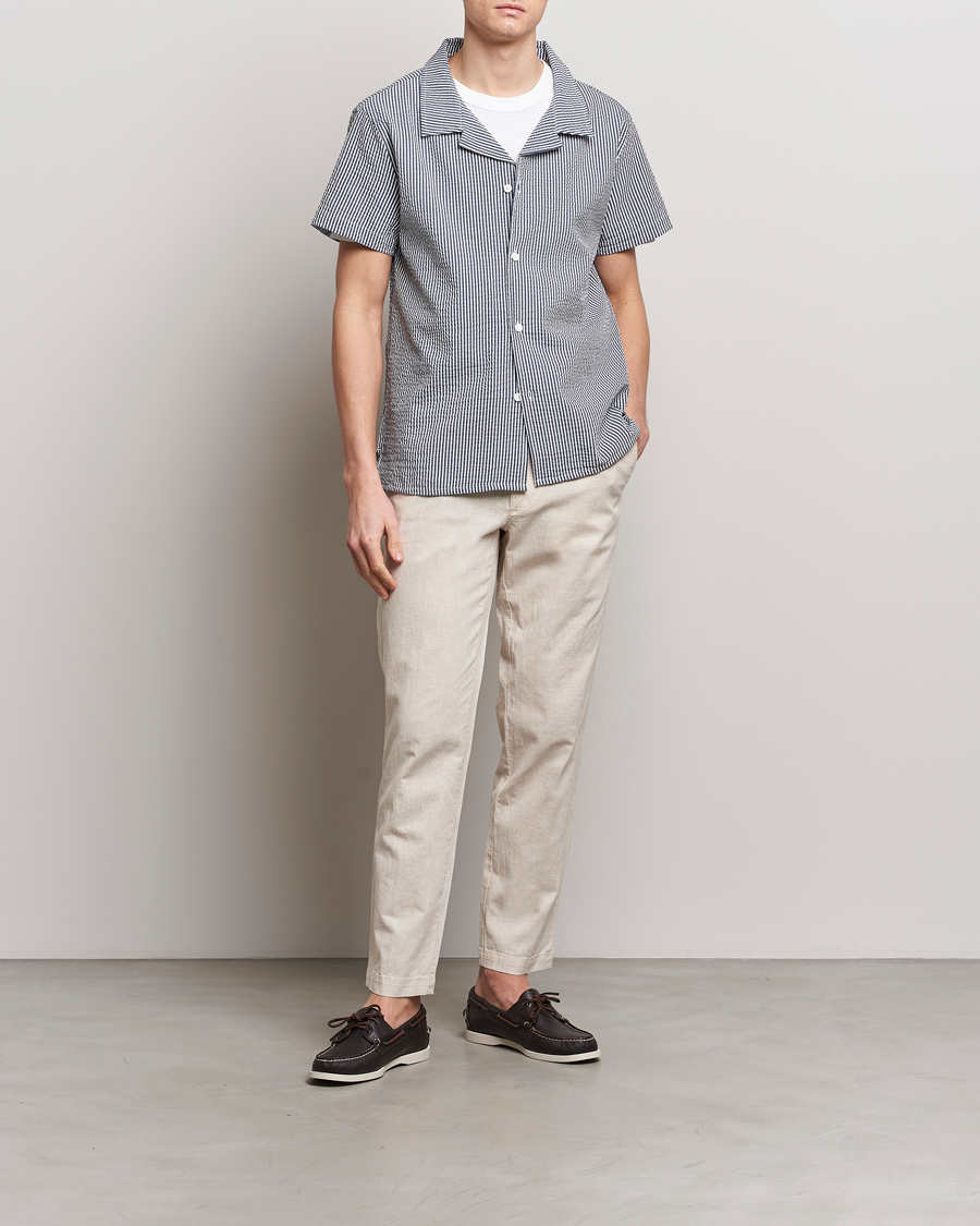 Herre | Skjorter | BOSS BLACK | Short Sleeve Open Collar Shirt Navy