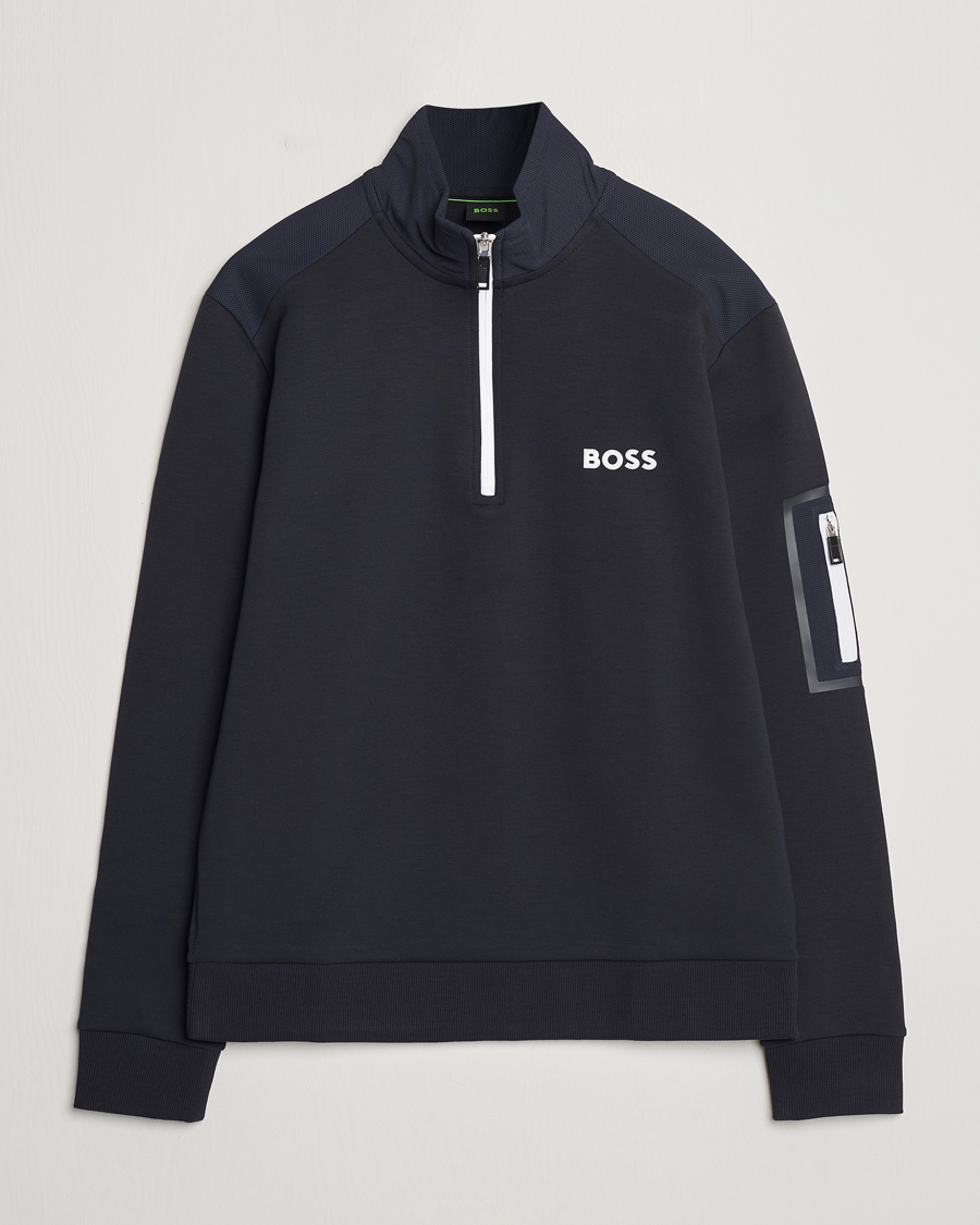 Herre | Trøjer | BOSS GREEN | Half Zip Sweatshirt Dark Blue
