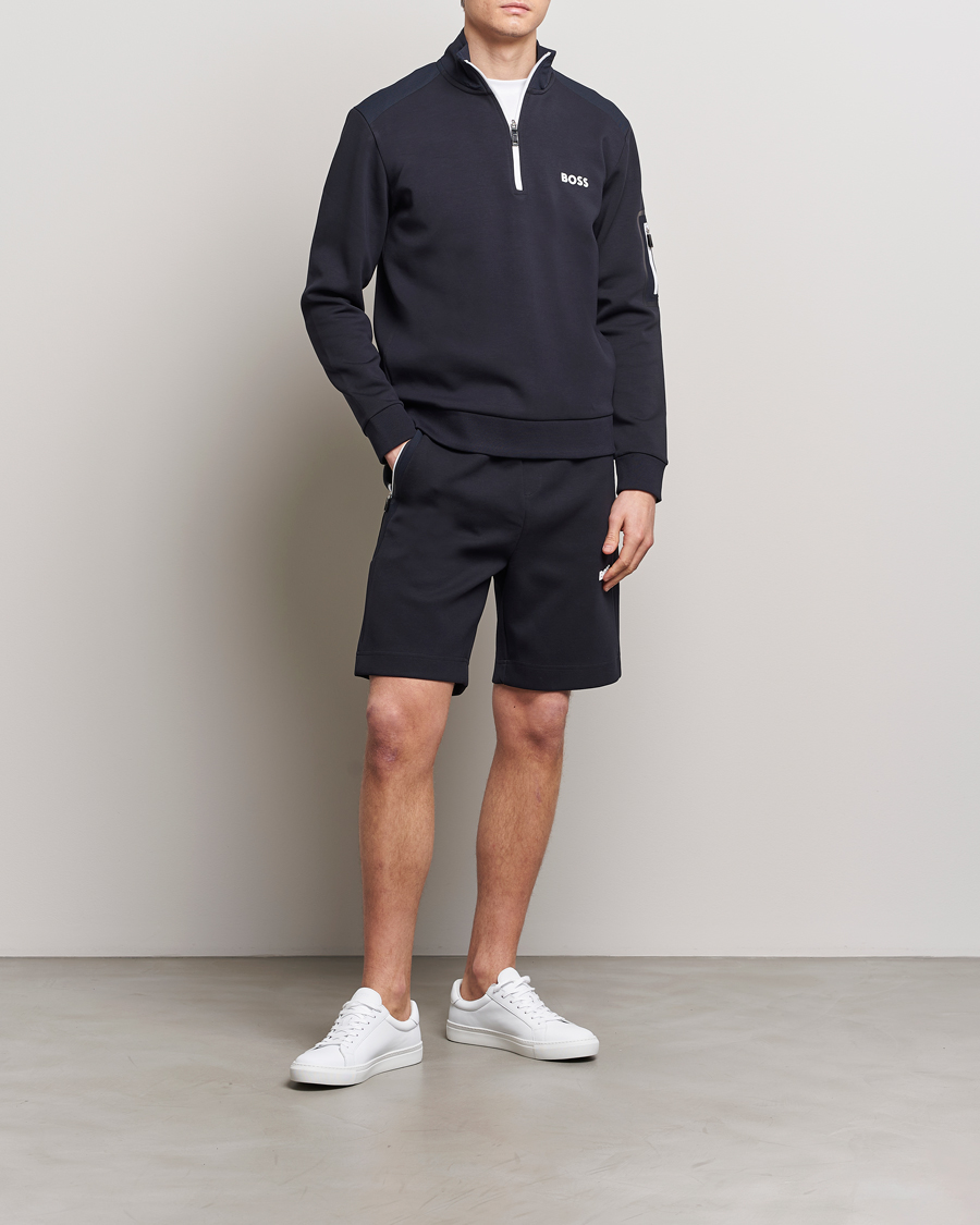 Herre | Trøjer | BOSS GREEN | Half Zip Sweatshirt Dark Blue