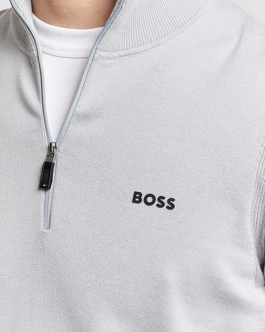 Herre | Trøjer | BOSS GREEN | Ever Knitted Half Zip Light Grey