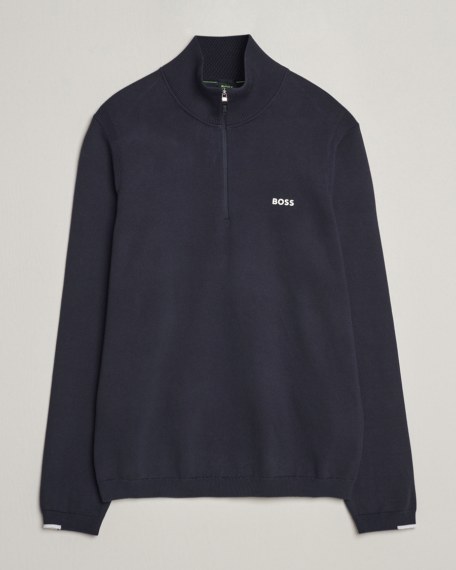 Herre | Trøjer | BOSS GREEN | Ever Knitted Half Zip Dark Blue