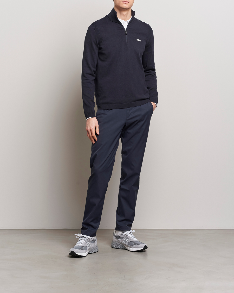 Herre | Trøjer | BOSS GREEN | Ever Knitted Half Zip Dark Blue