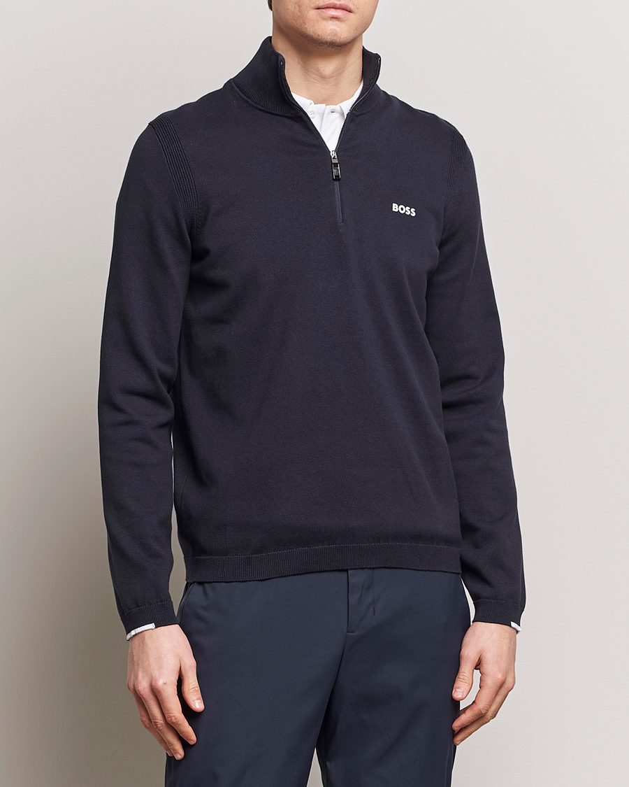 Herre | Trøjer | BOSS GREEN | Ever Knitted Half Zip Dark Blue