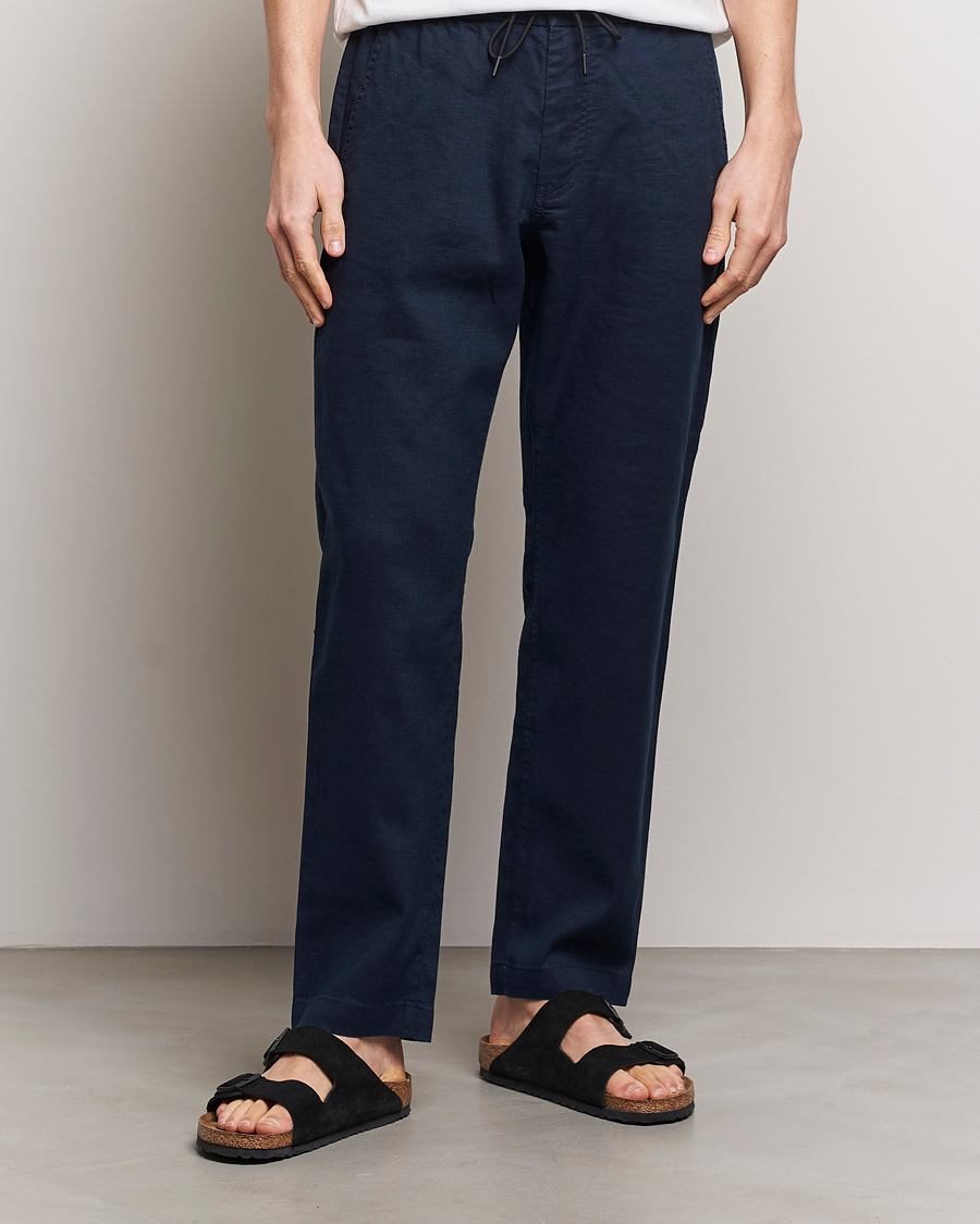 Herre | Hørbukser | BOSS ORANGE | Sanderson Linen Pants Dark Blue