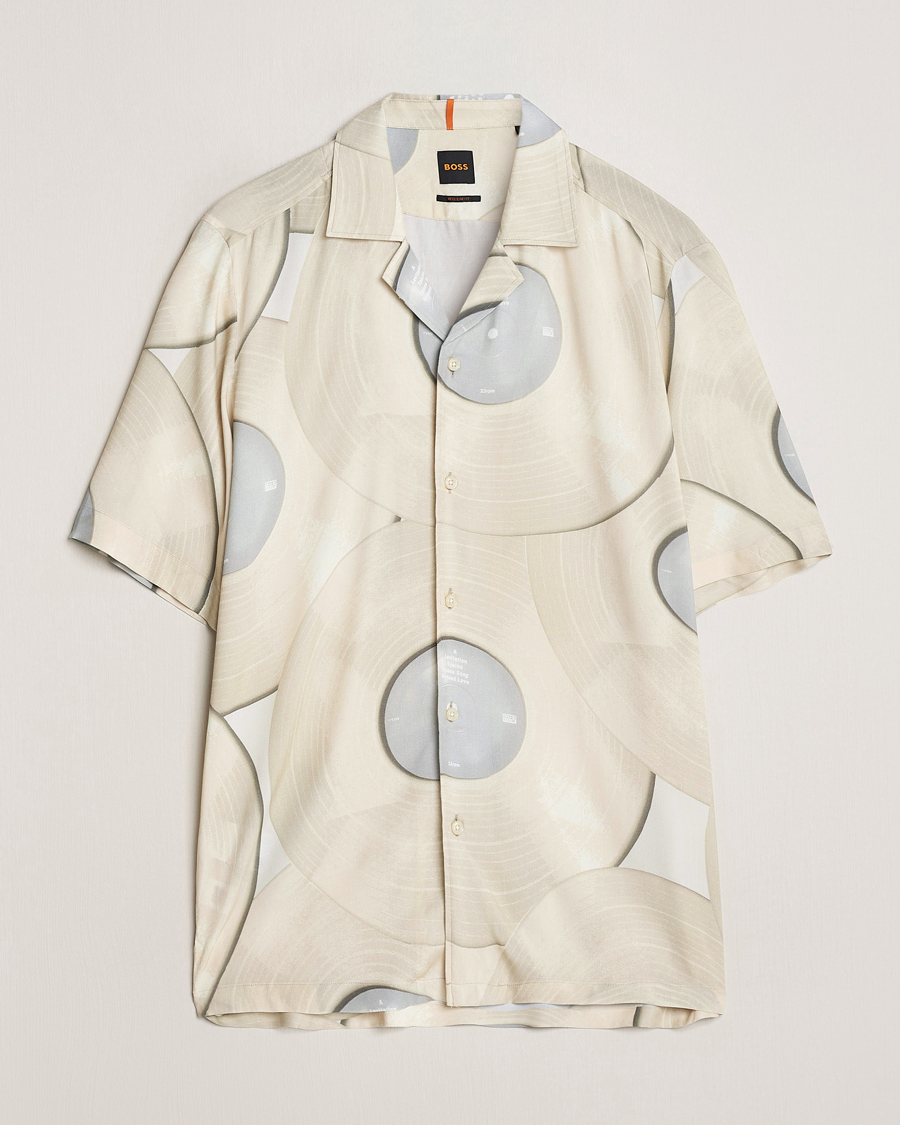 Herre |  | BOSS ORANGE | Rayer Short Sleeve Printed Shirt Light Beige