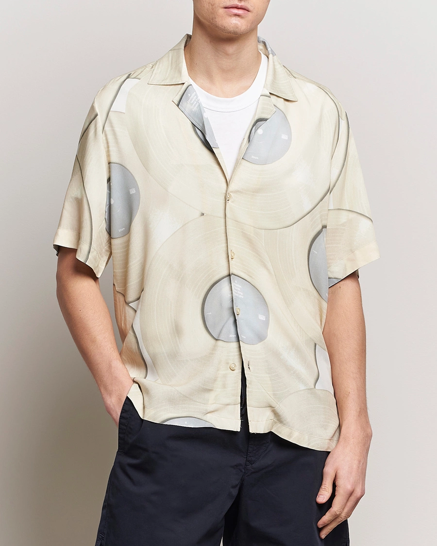 Herre | Kortærmede skjorter | BOSS ORANGE | Rayer Short Sleeve Printed Shirt Light Beige