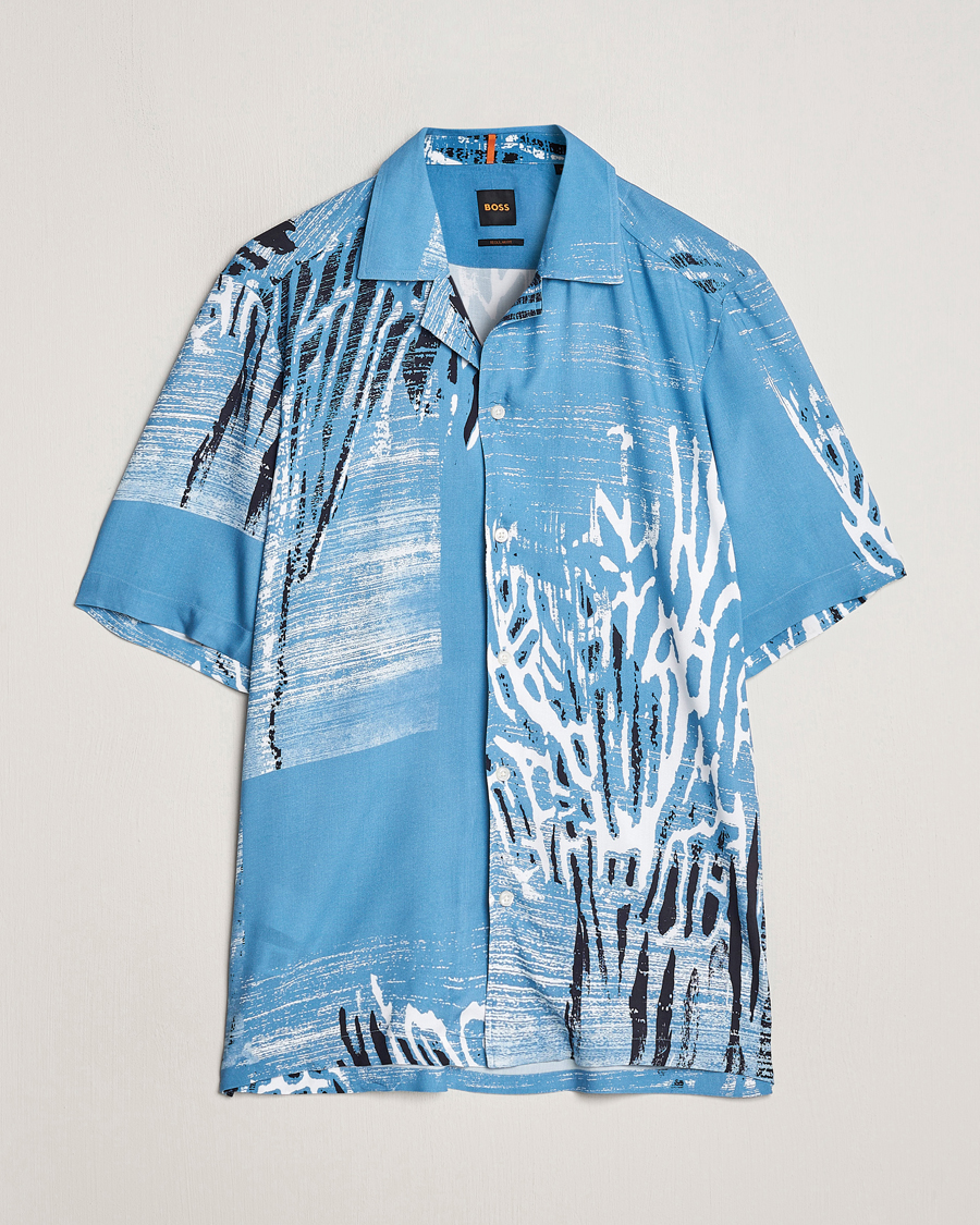 Herre |  | BOSS ORANGE | Rayer Short Sleeve Printed Shirt Open Blue