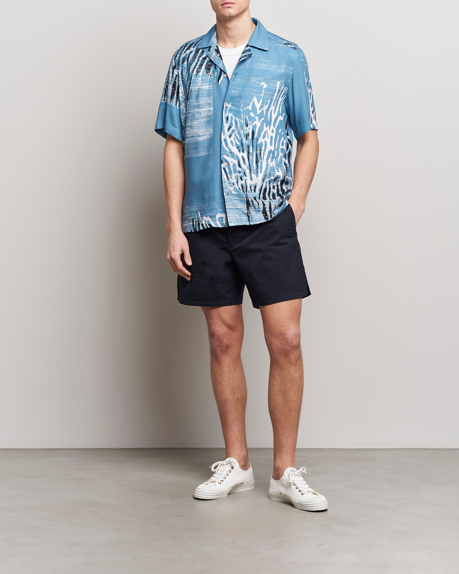 Herre | Skjorter | BOSS ORANGE | Rayer Short Sleeve Printed Shirt Open Blue