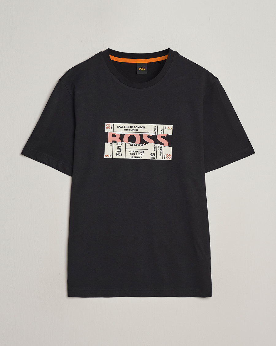 Herre | T-Shirts | BOSS ORANGE | Printed Crew Neck T-Shirt Black