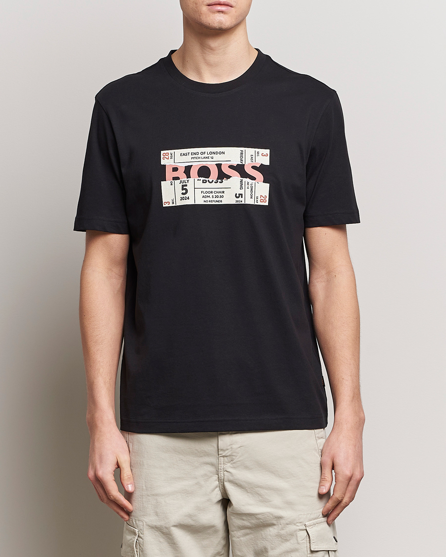 Herre | Svarte t-skjorter | BOSS ORANGE | Printed Crew Neck T-Shirt Black