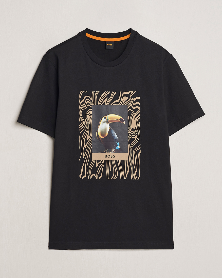 Herre | T-Shirts | BOSS ORANGE | Tucan Printed Crew Neck T-Shirt Black