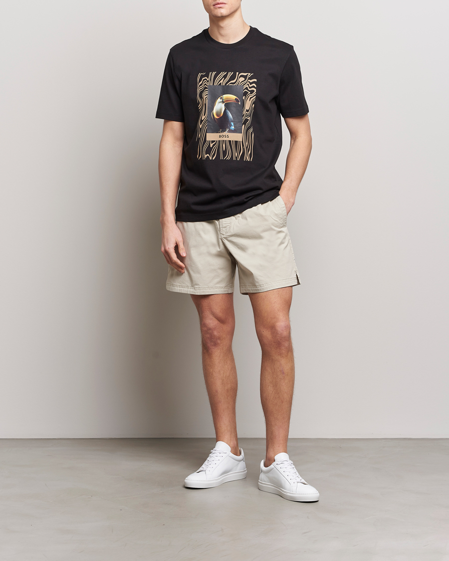 Herre | T-Shirts | BOSS ORANGE | Tucan Printed Crew Neck T-Shirt Black