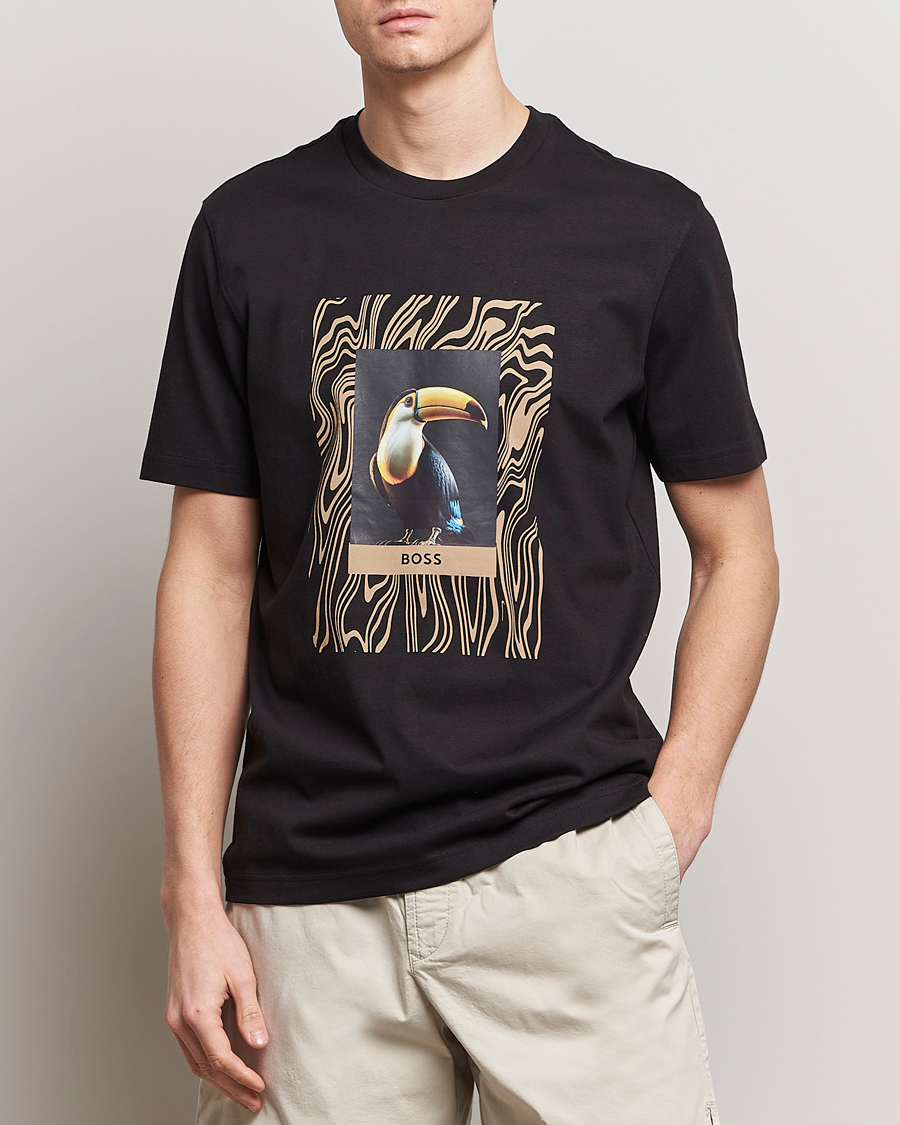 Herre | Tøj | BOSS ORANGE | Tucan Printed Crew Neck T-Shirt Black