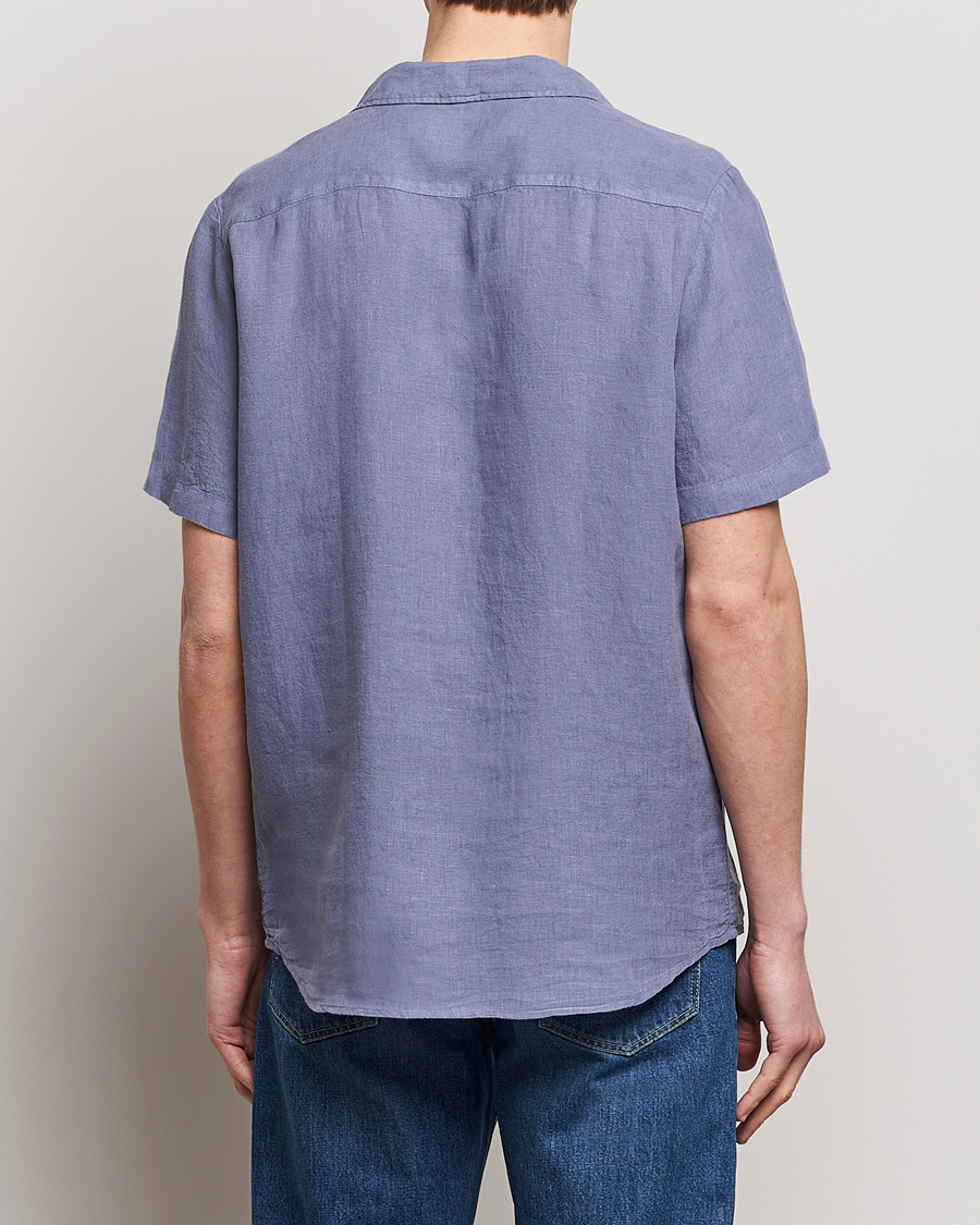 Herre | Skjorter | HUGO | Ellino Short Sleeve Linen Shirt Open Blue
